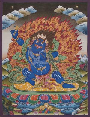 Original Hand-Painted Vajrapani Thangka | Dharma Protector | Tibetan Wall Hanging